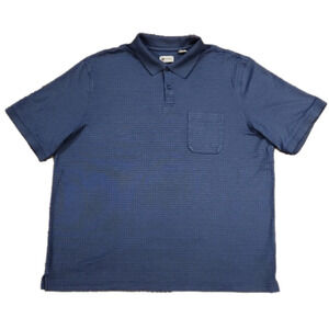 𝅺3/$20 Haggar Clothing Blue Square Print Polo Shirt
